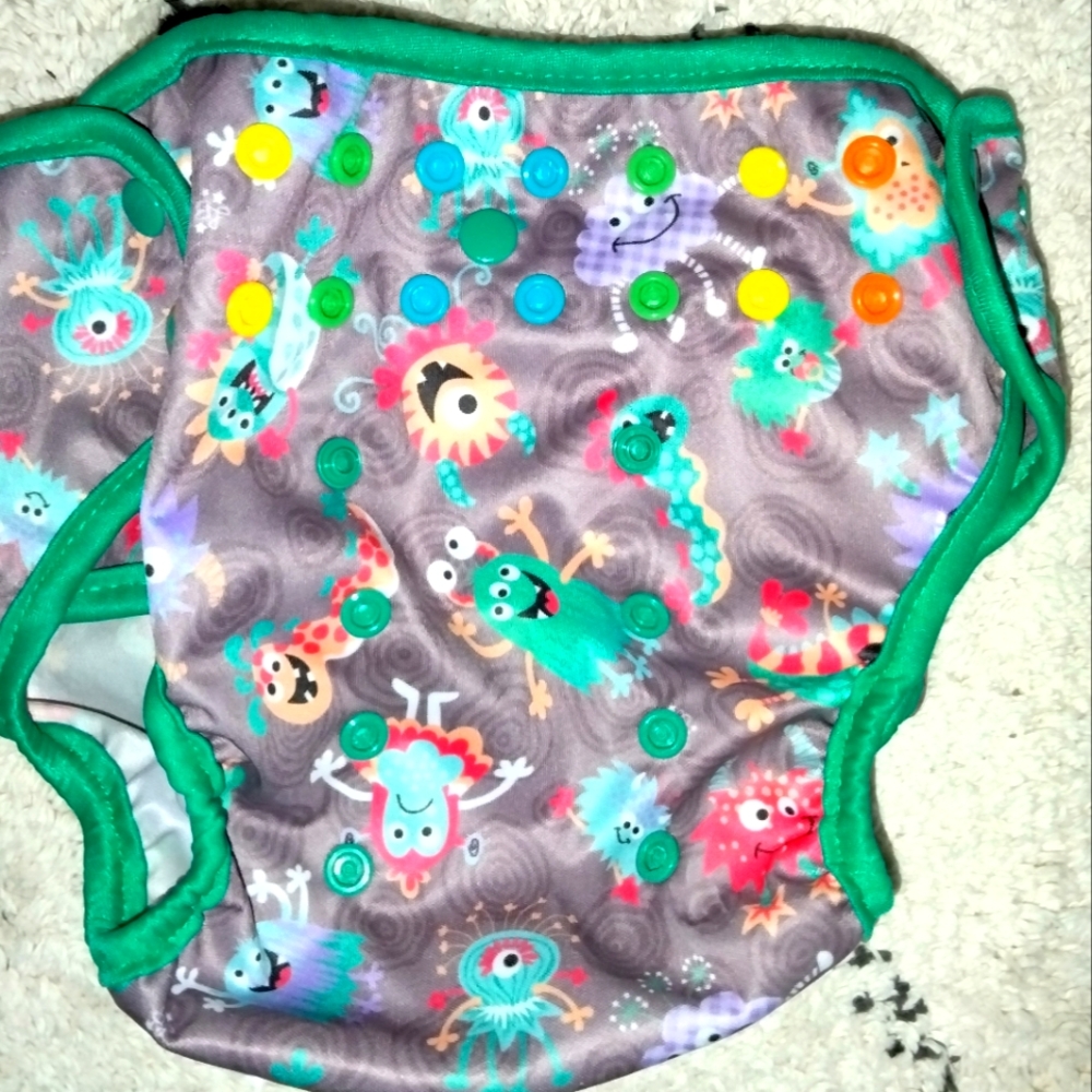 Colorful Monster Print Baby Diaper Cover NWOT Lalabye Baby